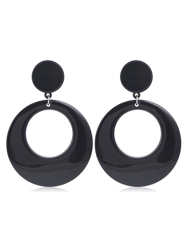 

Stylish Dangle Circle Drop Earrings, Black