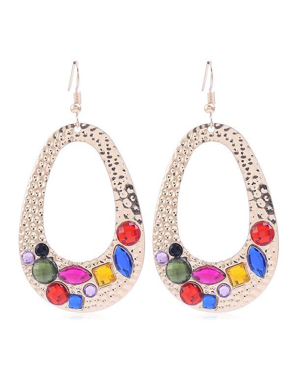 

Vintage Colored Rhinestone Metal Hook Earrings, Multi