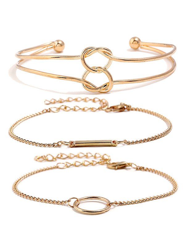 

Love Heart Knot Alloy Bracelets Set, Gold