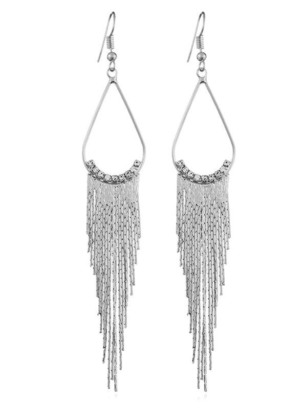 

Rhinestone Inlaid Fringed Wedding Party Earrings, Silver