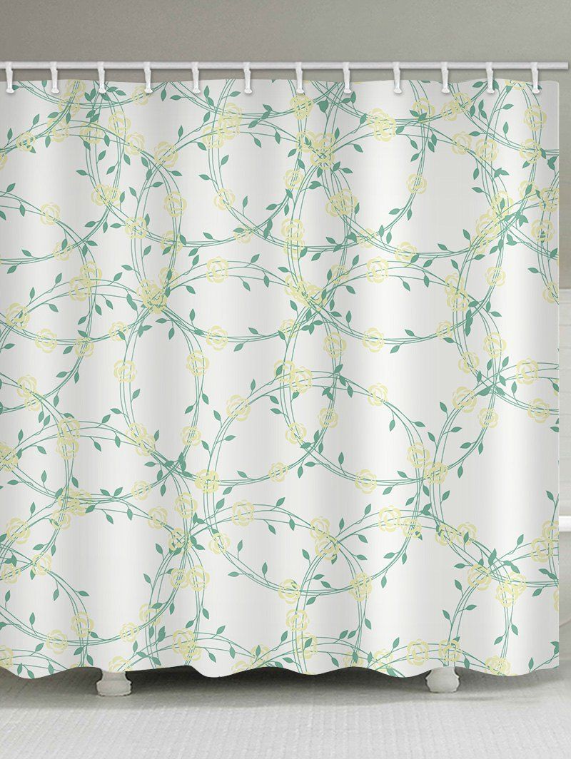 

Vines Floral Print Waterproof Bathroom Shower Curtain, Multi