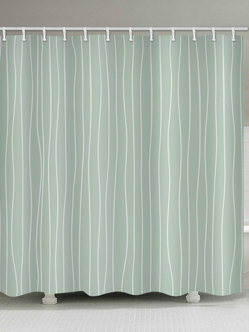 

Lines Print Waterproof Bathroom Shower Curtain, Frog green