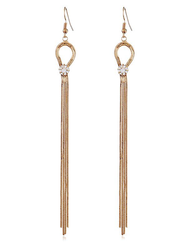

Shiny Rhinestone Long Pendant Earrings, Gold