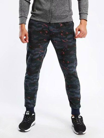 

Elastic Drawstring Waist Camouflage Print Activewear Jogger Pants, Halloween orange