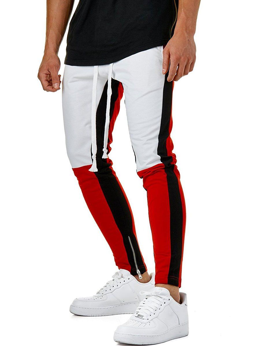 

Hem Zipper Colorblock Track Pants, White