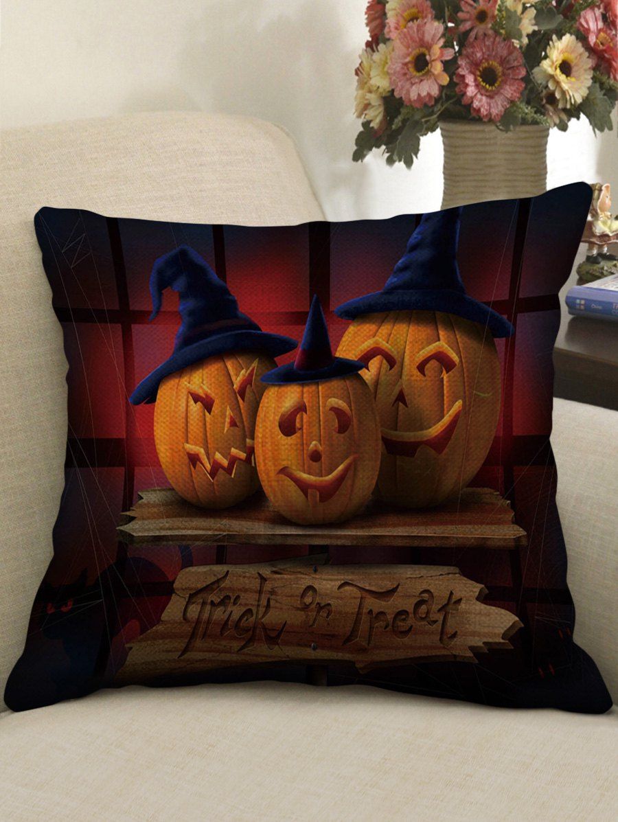 

Halloween Pumpkins Printed Throw Pillow Case, Multi