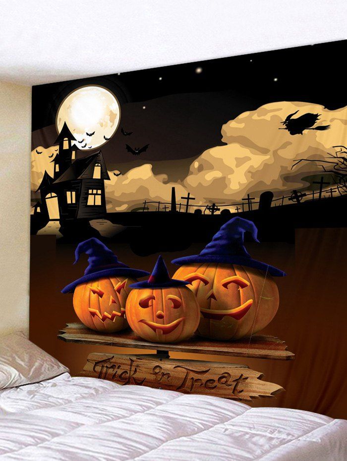 

Halloween Night Pumpkins Pattern Wall Tapestry, Multi
