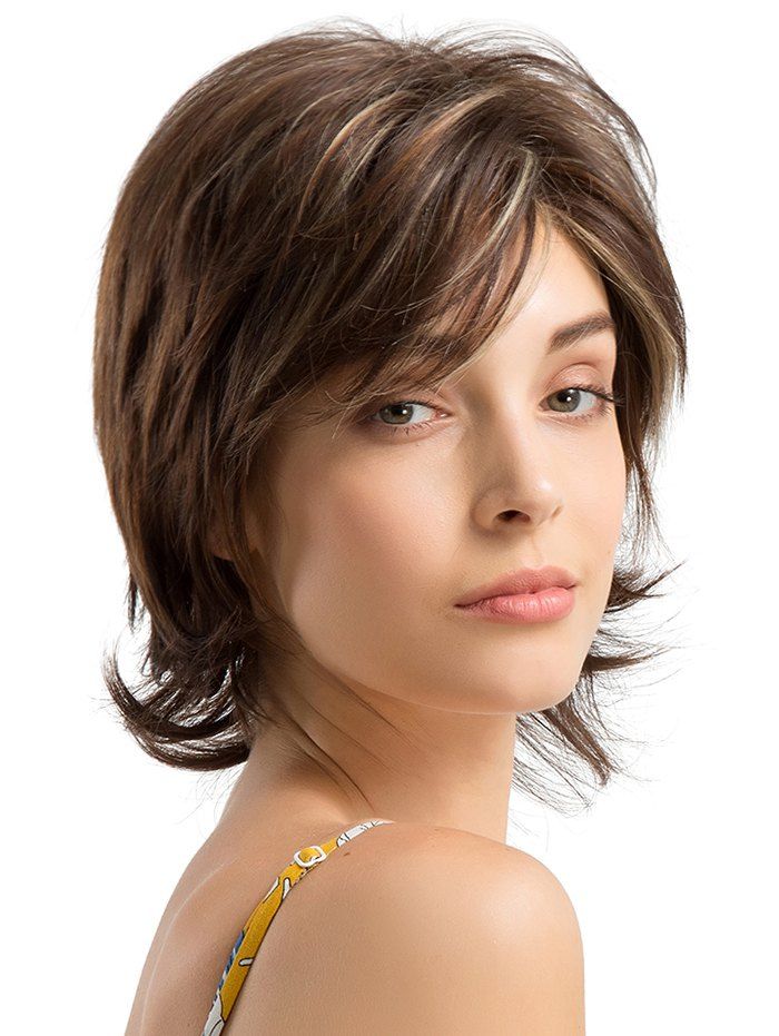 

Short Side Bang Colormix Straight Human Hair Wig, Multi