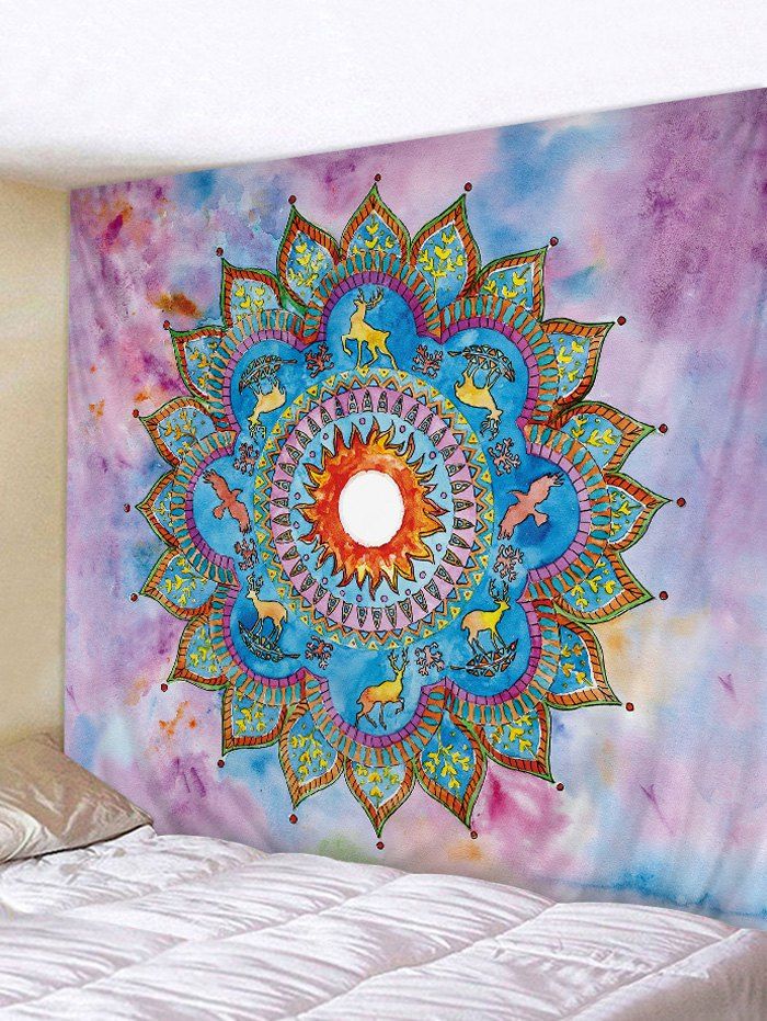 

Bohemian Flower Deer Pattern Wall Tapestry, Multi
