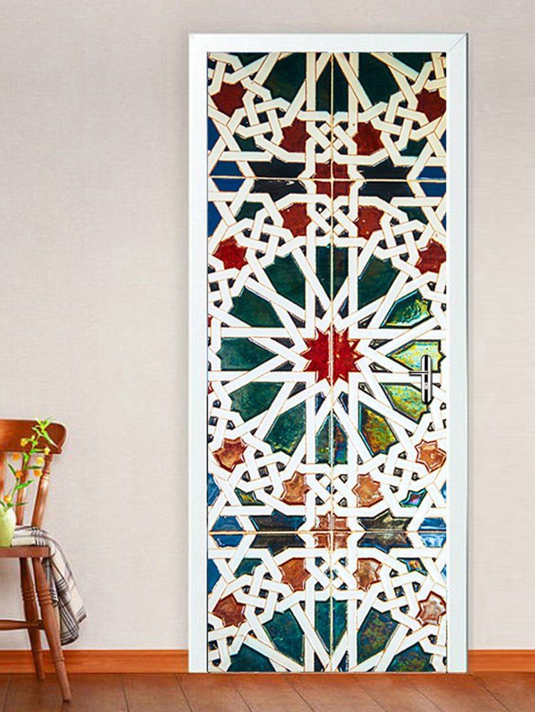 

Colorful Geometric Pattern Door Cover Stickers, Multi