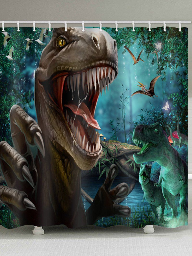 

Tyrannosaurus Print Bathroom Shower Curtain, Multi