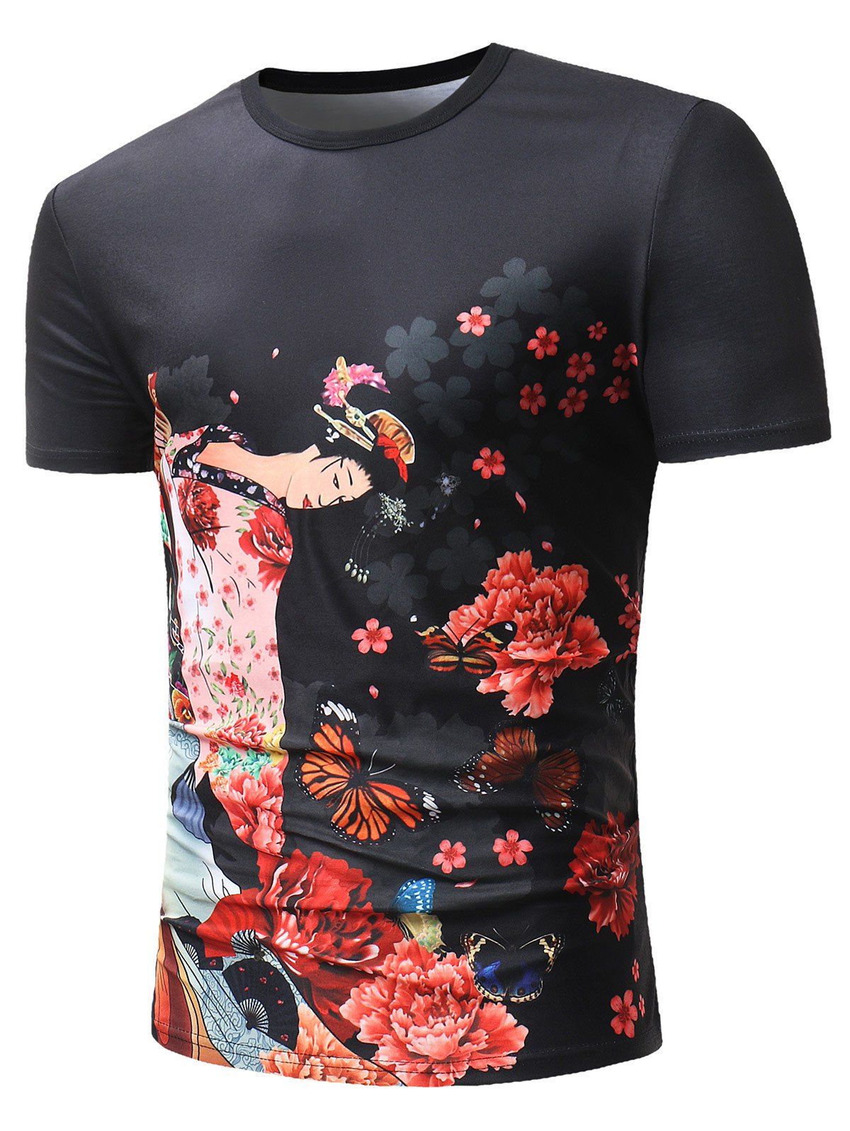 

Chinoiserie Flower Beauty Print T-shirt, Black