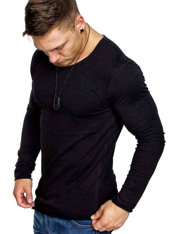 

Slim Fit Solid Color Tee Shirt, Black