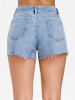 Embroidered Ripped Denim Shorts -  