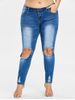 Rosegal Plus Size Threadbare Holes Skinny Jeans -  