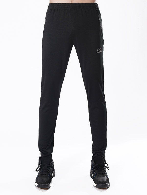 

Luminous Striped Zipper Pocket Activewear Pants, Black