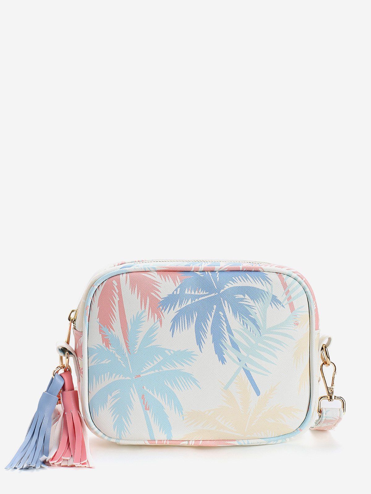 

Leisure Holiday Tropical Leaves Print Tassels Crossbody Bag, Blue