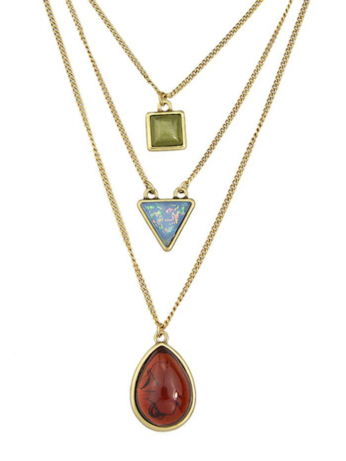 

Teardrop Geometric Shape Pendant Layer Chain Necklace, Gold