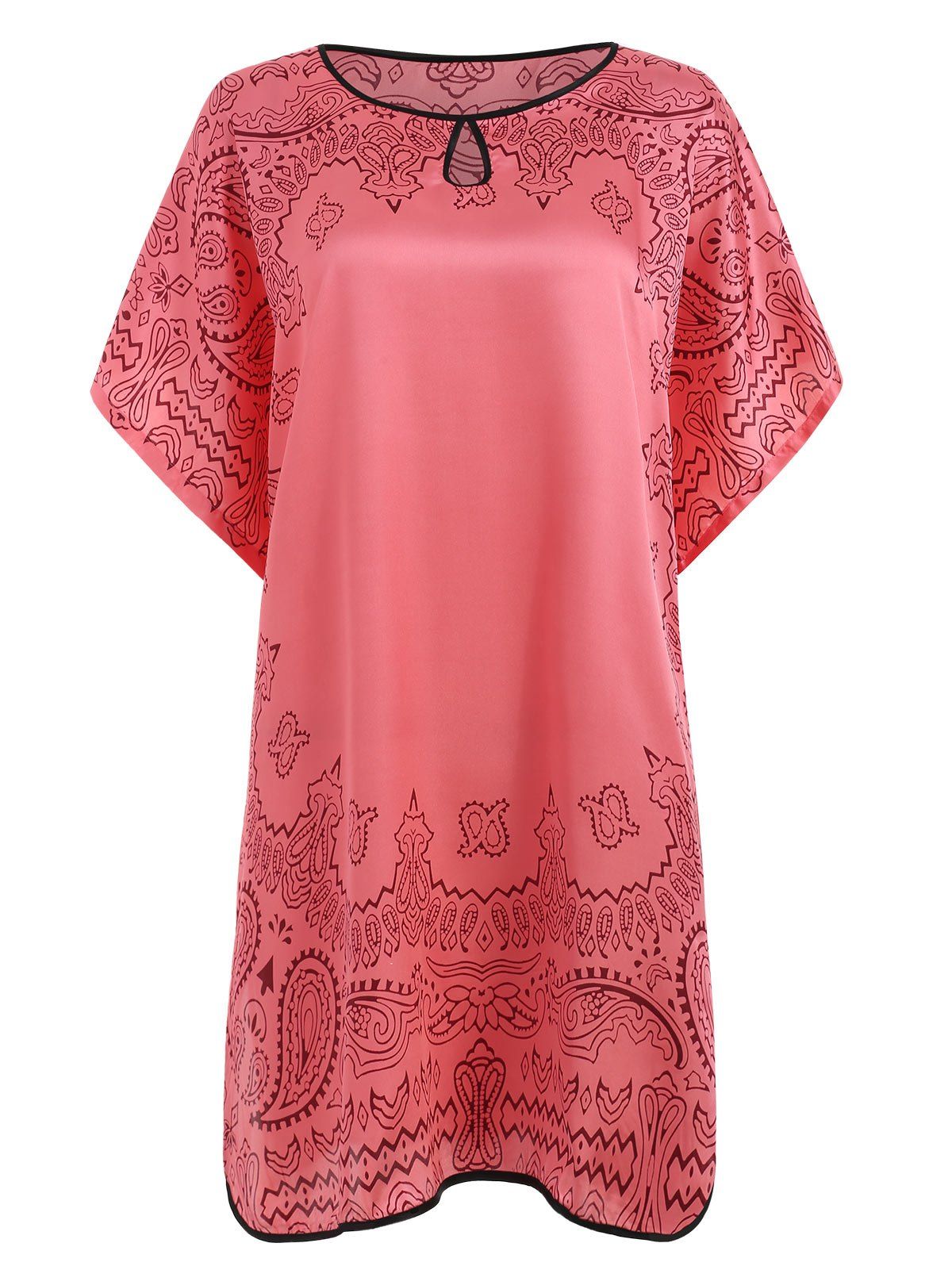 

Oversized Paisley Print Nightgown Dress, Watermelon pink