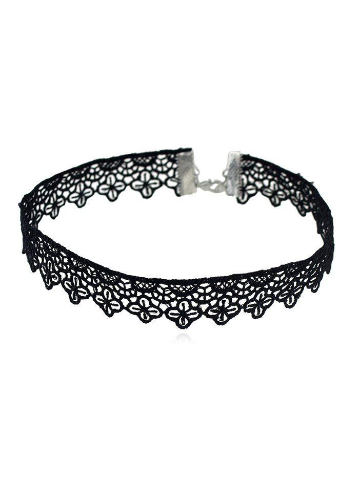 

Flower Designed Lace Choker Necklace, Black