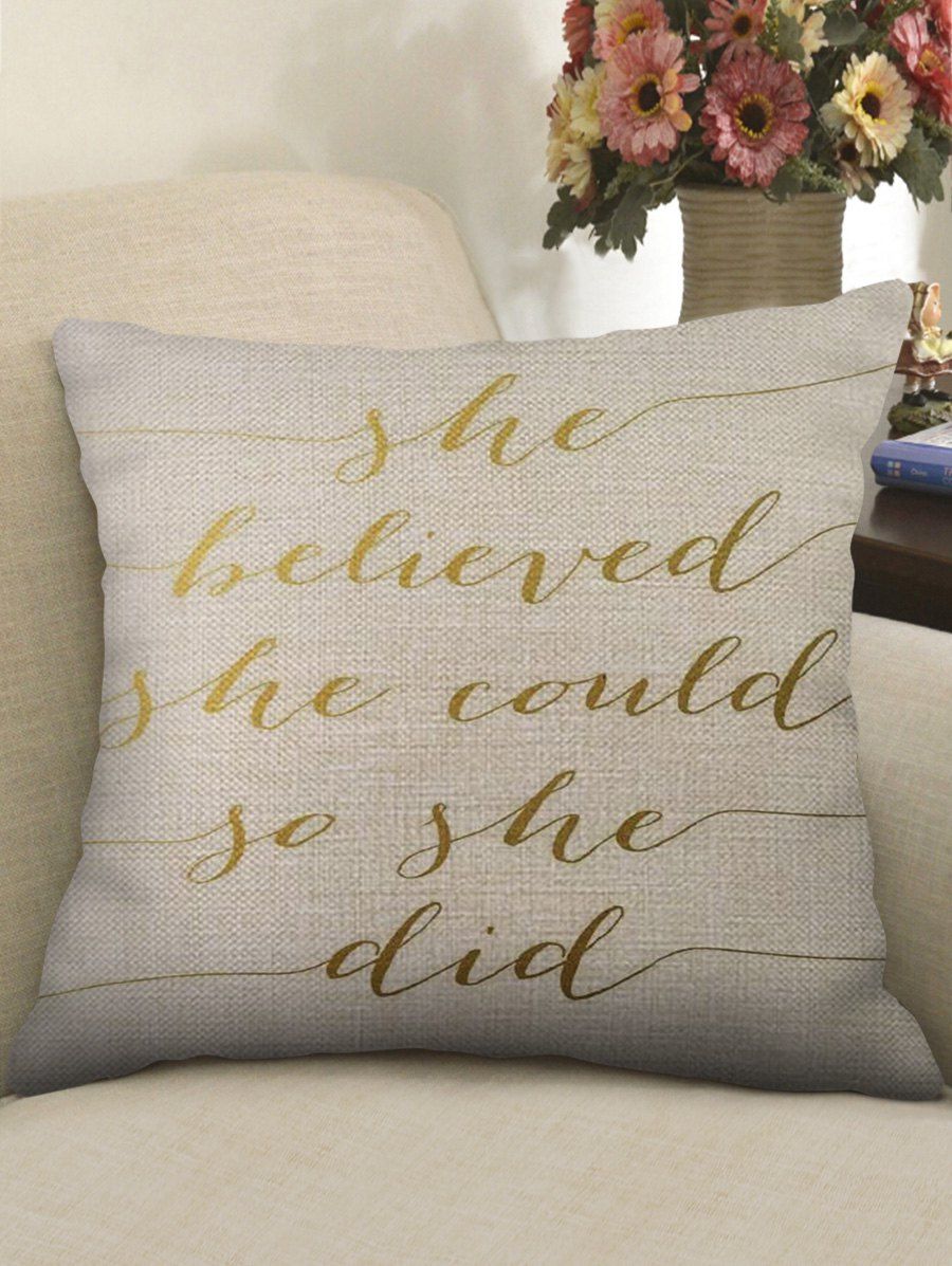 

Letters Print Decorative Linen Sofa Pillowcase, Multi