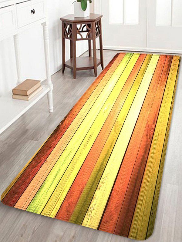 

Colorful Wood Flooring Pattern Water Absorption Area Rug, Multi