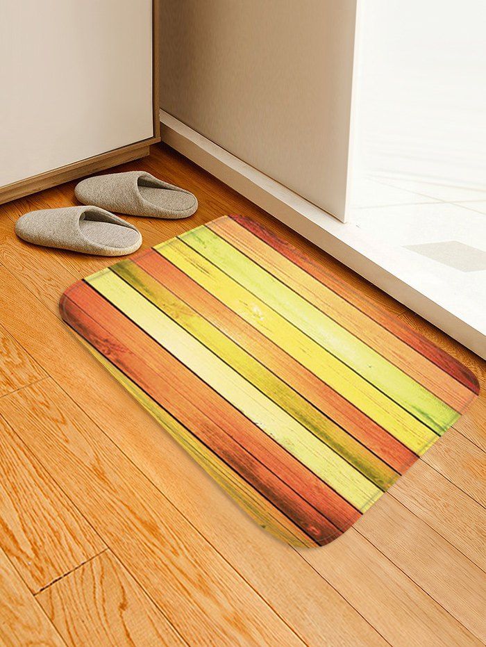 

Colorful Wood Flooring Pattern Water Absorption Area Rug, Multi