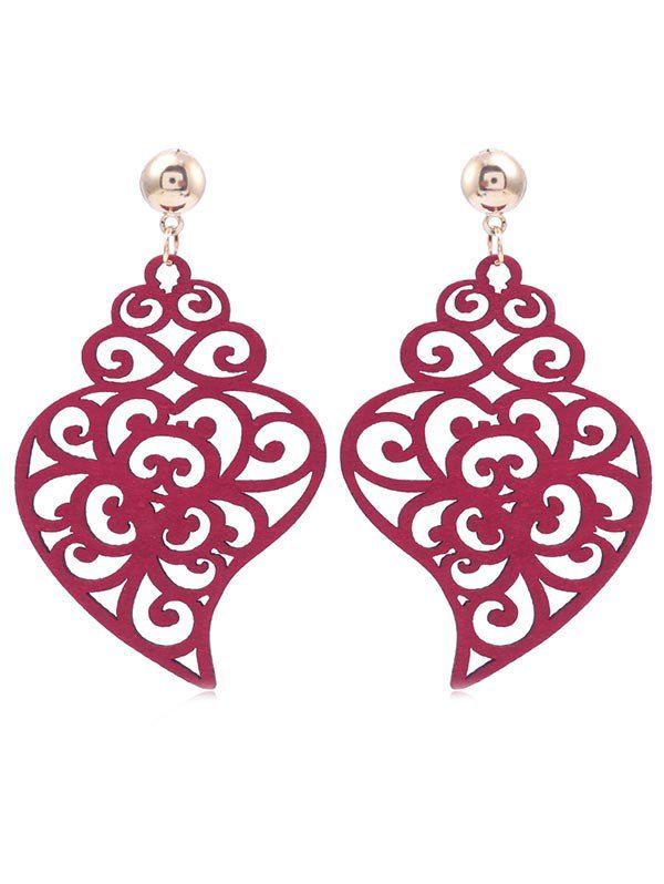 

Pair of Hollow Out Bohemian Dangle Earrings, Fire engine red