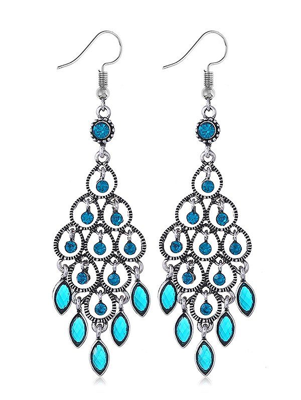 

Chandeliers Shape Rhinestone Hanging Earrings, Light blue