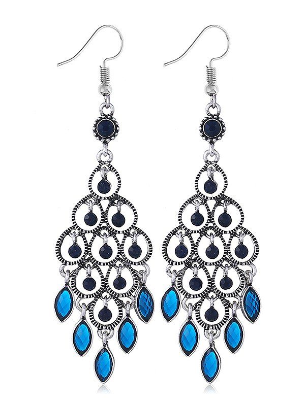 

Chandeliers Shape Rhinestone Hanging Earrings, Blue