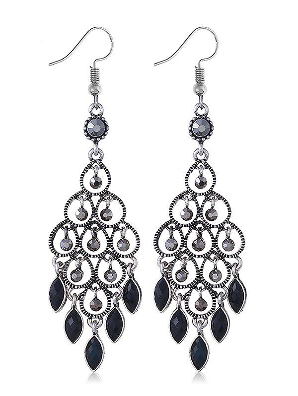 

Chandeliers Shape Rhinestone Hanging Earrings, Black