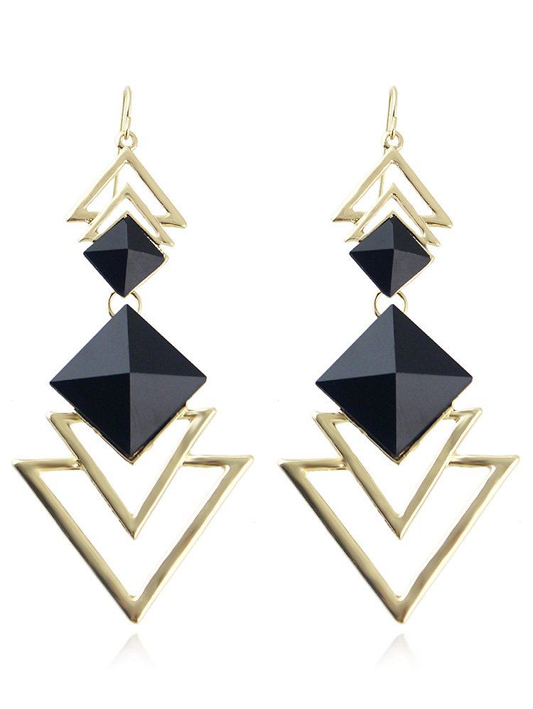 

Hollow Layer Triangle Dangle Earrings, Black