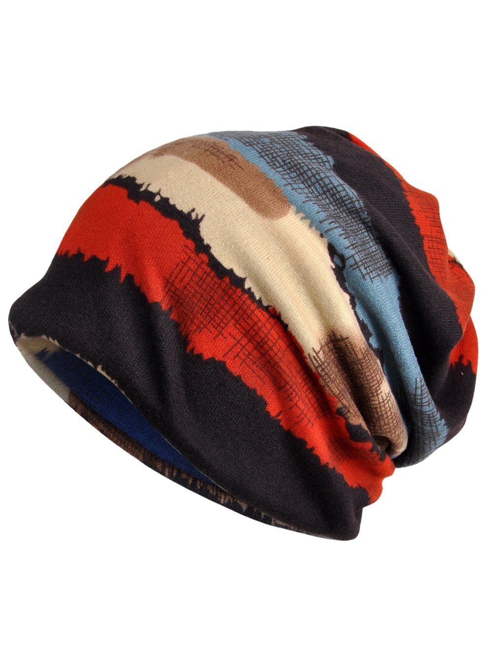 

Stylish Irregular Striped Pattern Knitted Beanie, Love red