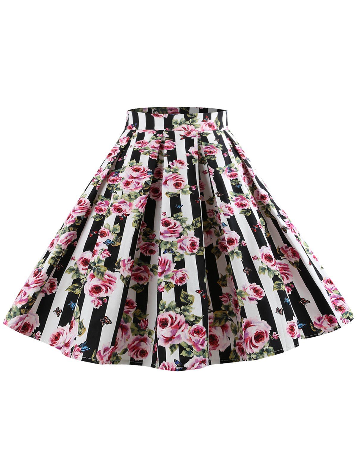 

Floral Print Zipper Waist Skirt, Multi