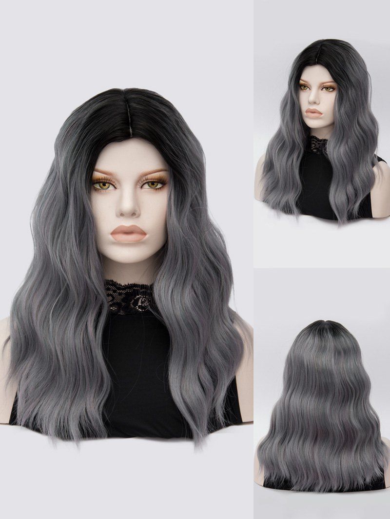 

Long Middle Part Natural Wavy Colormix Synthetic Wig, Gray