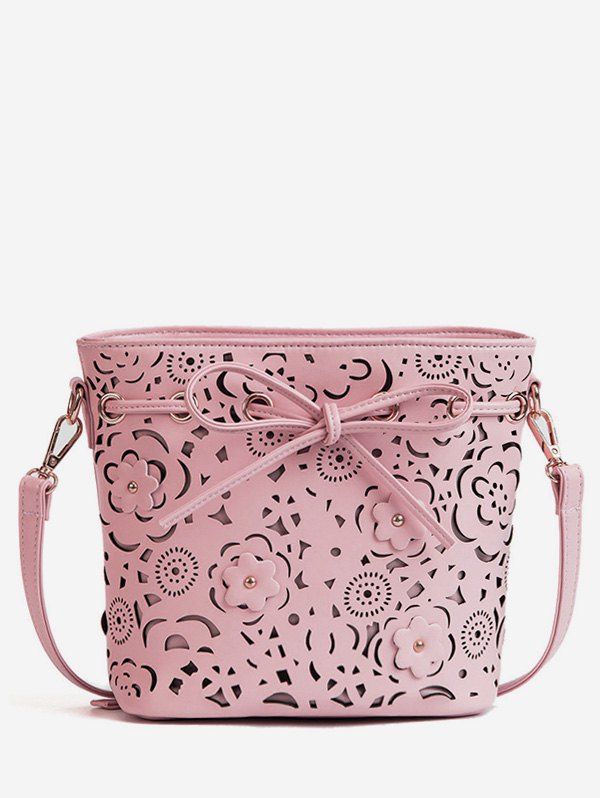

Cut Out Leisure Floral Bowknot Daily Crossbody Bag, Pink