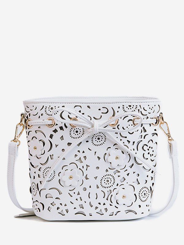 

Cut Out Leisure Floral Bowknot Daily Crossbody Bag, White