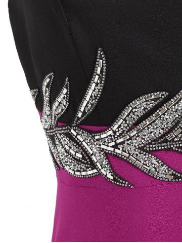 

Color Block Embellished Mini Slip Dress, Rose red