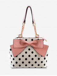 Contrasting Color Polka Dot Bow Chic Shoulder Bag -  