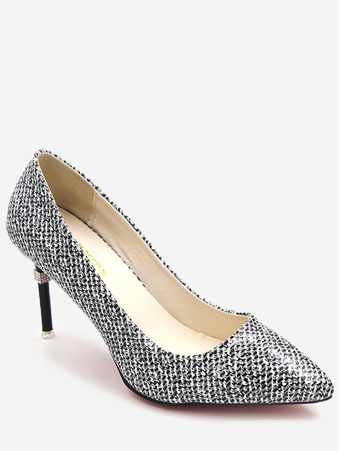 

Leisure Patchwork Stiletto Heel Pointed Toe Pumps, Black