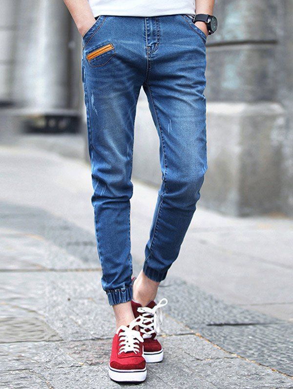 

Torned Stretchy Ankle Nine Minutes of Pants, Windows blue