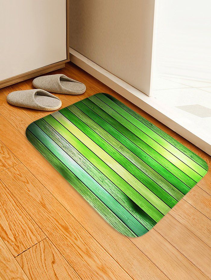 

Wood Floor Pattern Water Absorption Area Rug, Forest green