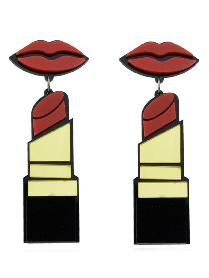 

Lipstick and Lip Shaped Drop Earrings, Red
