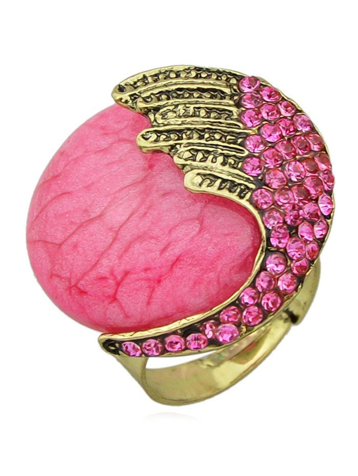 

Vintage Rhinestone Geometric Ring, Rose red