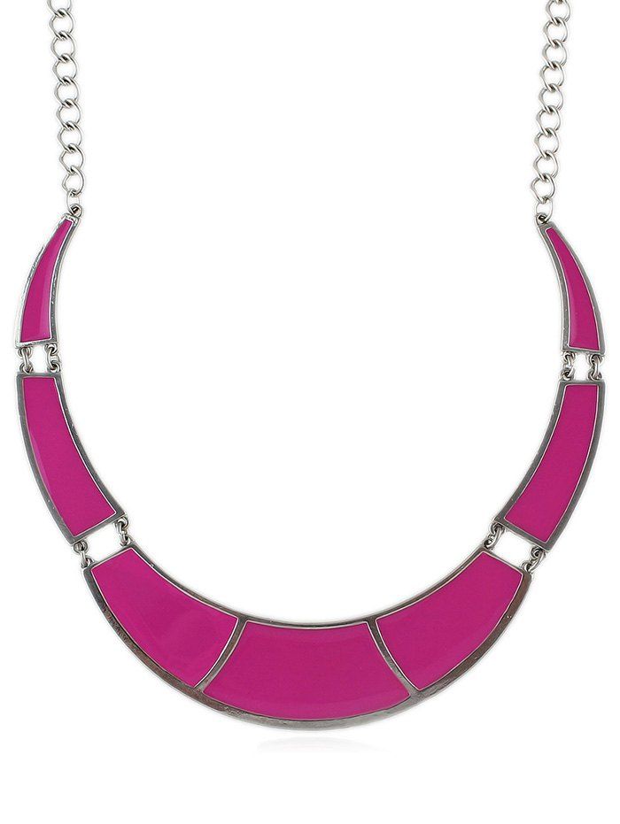 

Geometric Shape Joint Pendant Chain Necklace, Rose red