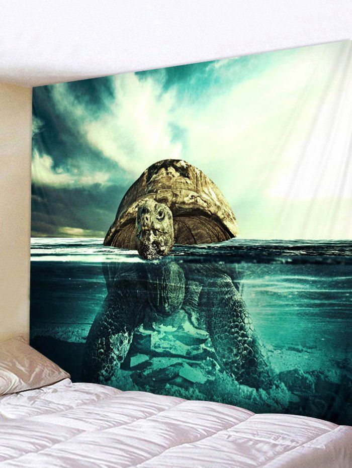 

Swimming Turtle Print Tapestry Wall Art Decoration, Light sea green