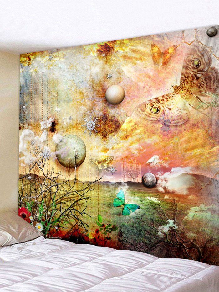 

Planet Butterfly Print Tapestry Wall Art Decoration, Goldenrod