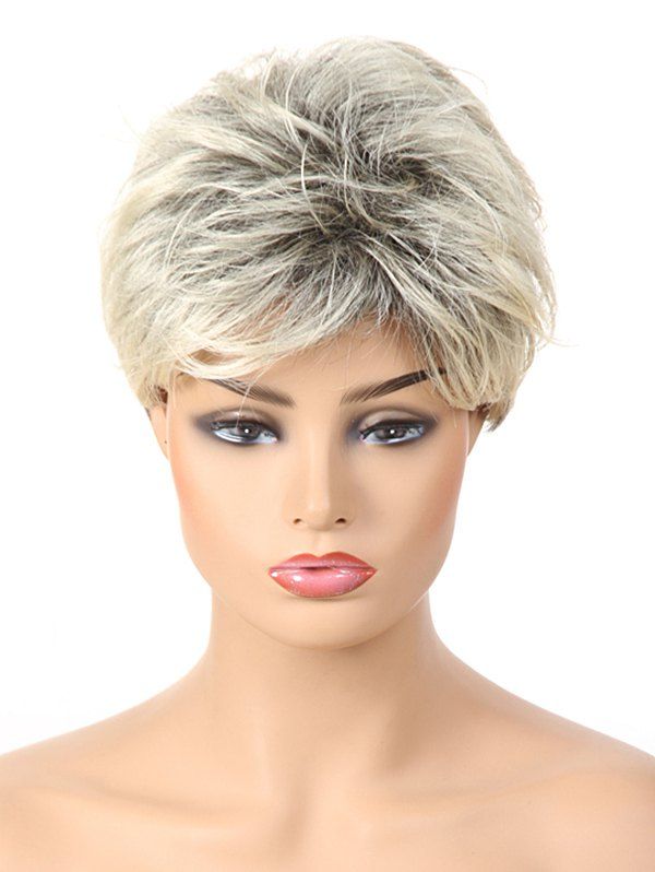 

Short Side Bang Layered Colormix Straight Synthetic Wig, Multi-b