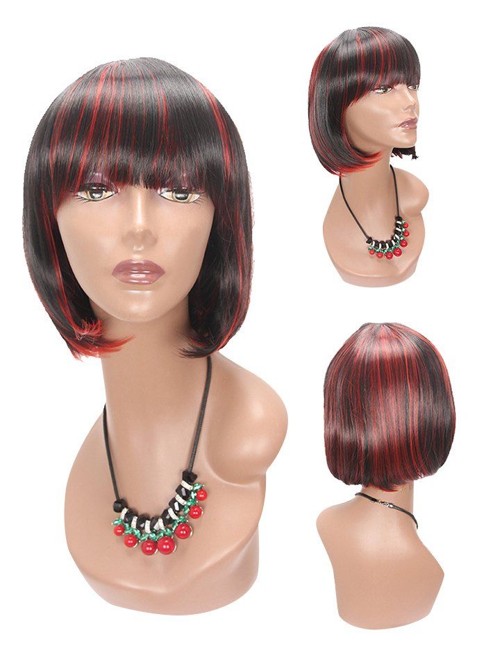 

Short Full Bang Colormix Straight Bob Synthetic Wig, Multi