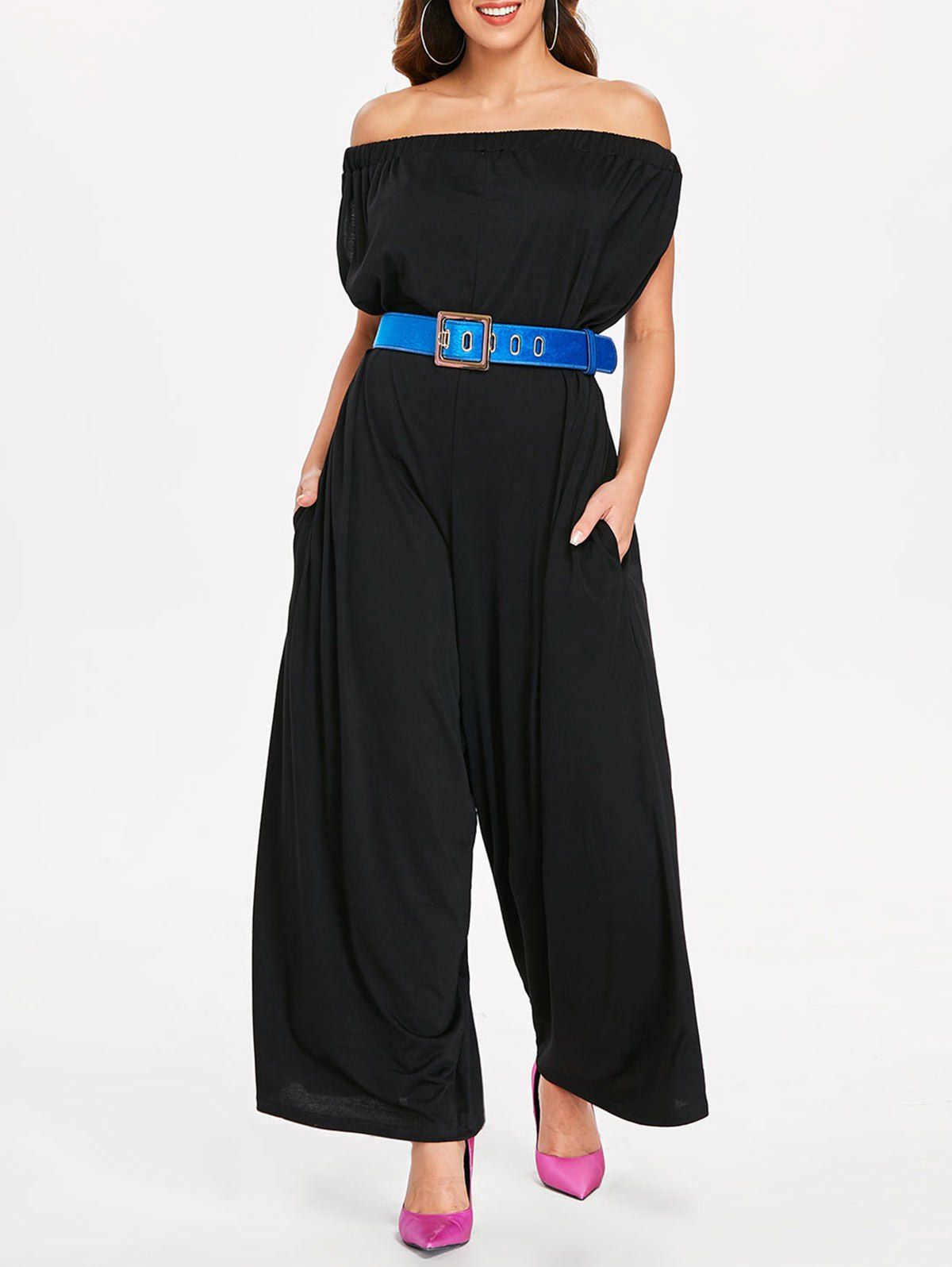 

Short Sleeve Off The Shoulder Jumpsuit, Black